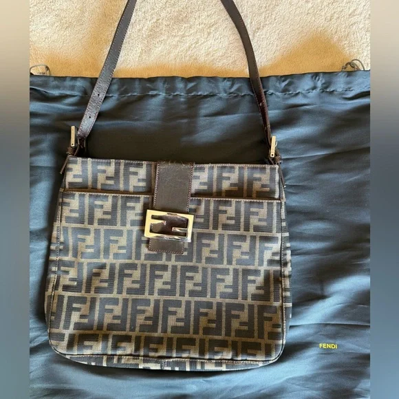 RARE VINTAGE FENDI handbag ๐ Fendi Zucchino hobo bag in brown GOOD CONDITION! - Picture 2 of 16